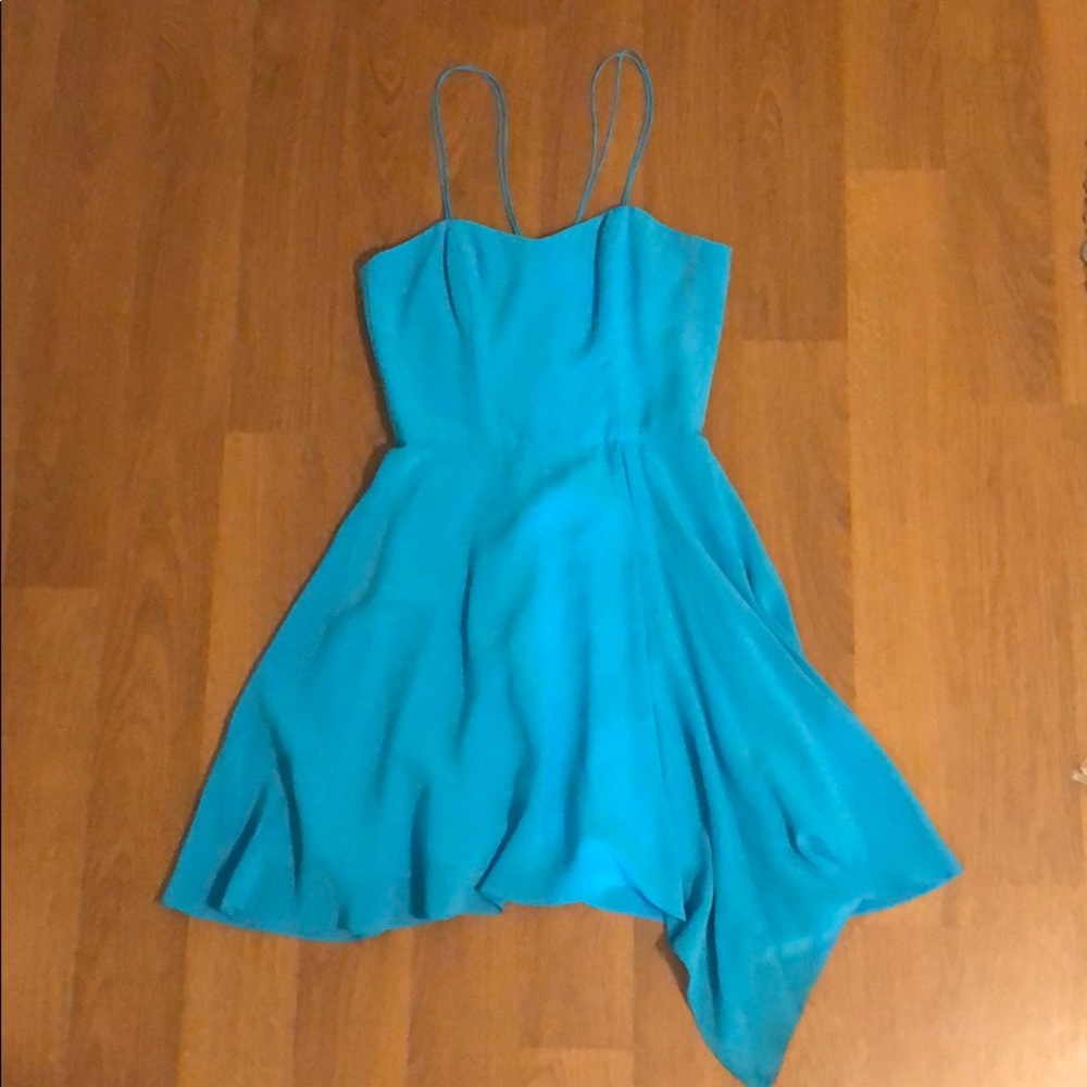 Blue silk cocktail dress